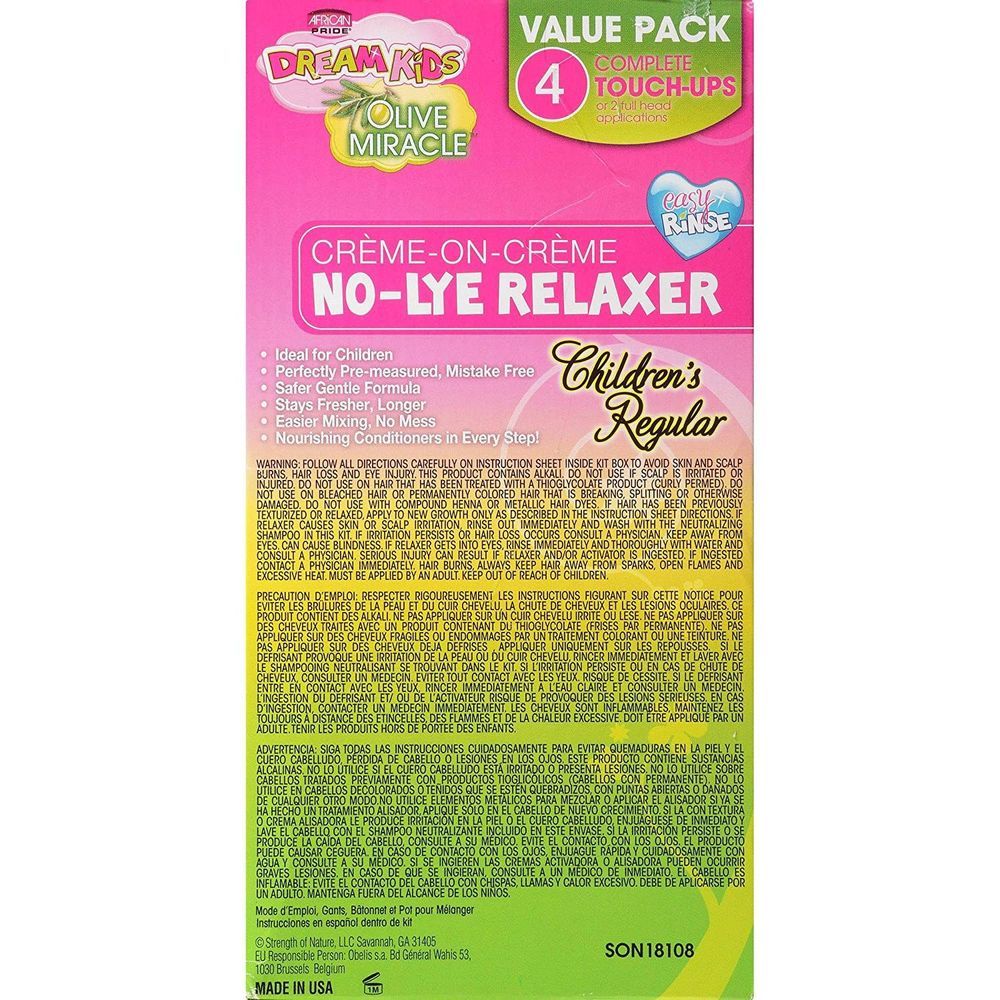 African Pride Dream Kids Olive Miracle No-Lye Creme Relaxer - 4 Applications