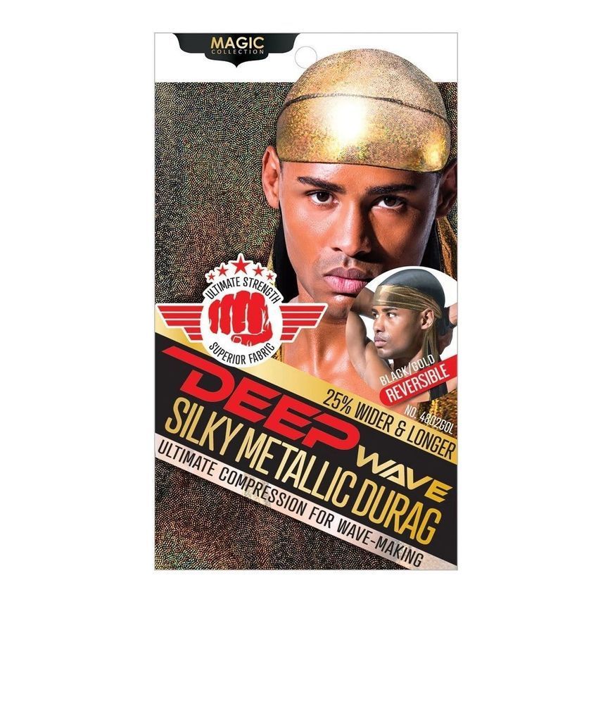 Magic Collection Deep Wave Silky Metallic Durag Black/gold