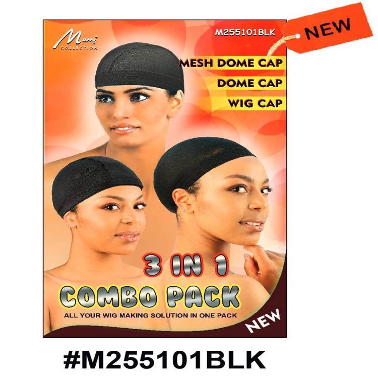 Murry 3 In 1 Combo mesh Dome Cap, Dome Cap, Wig Cap Black M255101blk