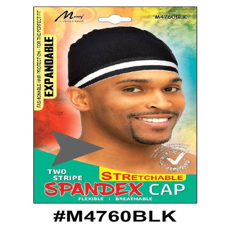 Murry Two Strip Spandex Cap Black M4760blk