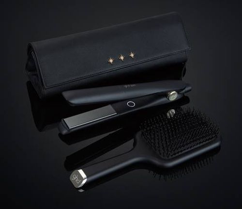 ghd Gold Hair Straightener & Paddle Brush Gift Set Black
